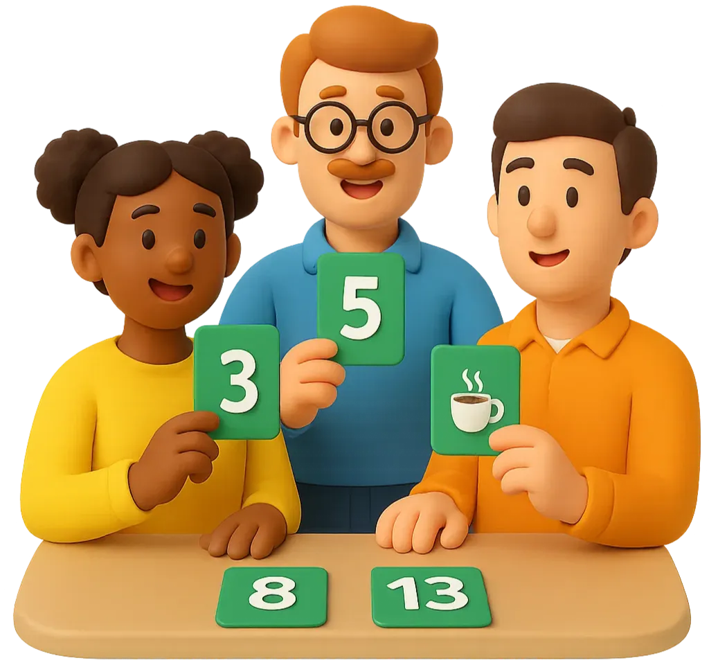 Stilisierte Scrum-Poker Runde